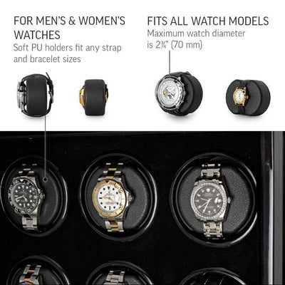 Sydney Watch Winder Box for 9 Watches in Black