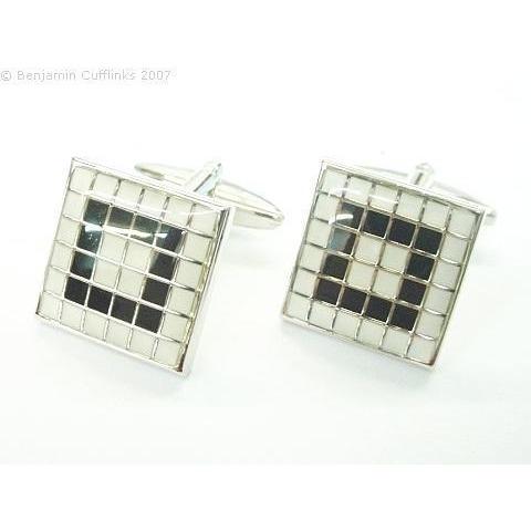 BlackWhite Tiled Mosaic Cufflinks