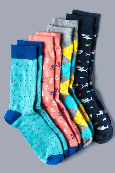 Shark Attack Sock, Socks, Alynn Socks, Navy Blue, Carded Cotton, Nylon, Spandex, SK1019, Men's Socks, Socks for Men, Clinks Australia