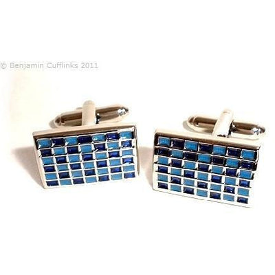 Blue Mosaic Checkerboard Cufflinks