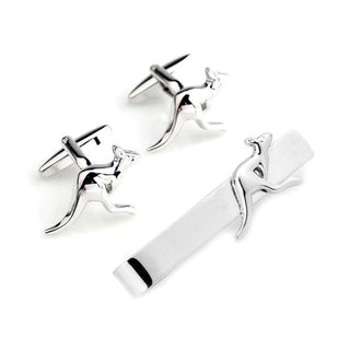 Kangaroo Silver Cufflinks & Tie Bar Set Gift Set Clinks Australia Default 