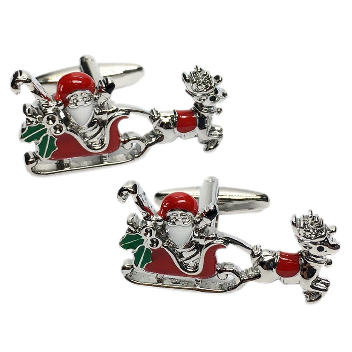 Santa Sleigh and Reindeer Cufflinks Novelty Cufflinks Clinks Australia Santa Sleigh and Reindeer Cufflinks 