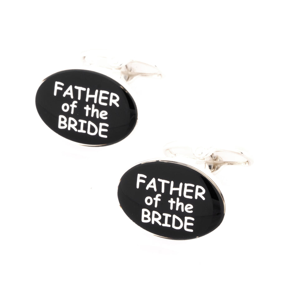 Father of the Bride Black Silver Wedding Cufflinks