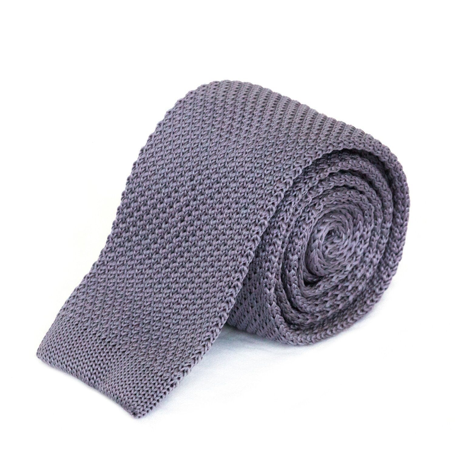 Dark Grey Knitted Tie Ties Cuffed.com.au 