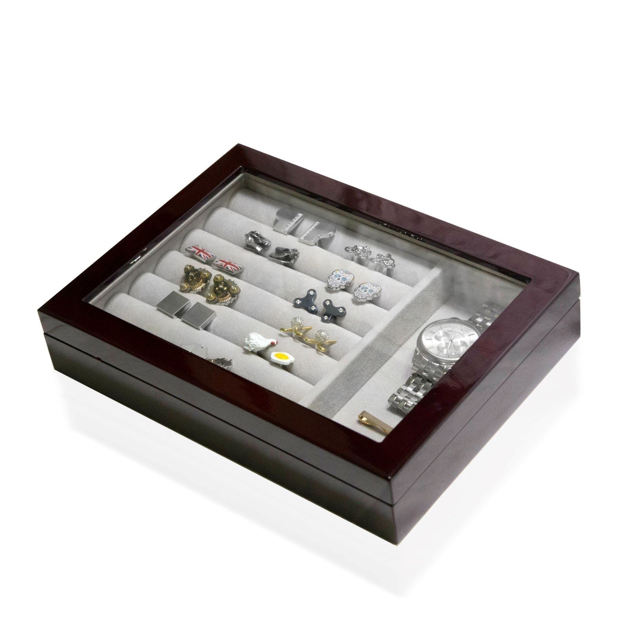 Medium Cufflink and Valet Box Mahogany Cufflink Boxes Clinks Australia 
