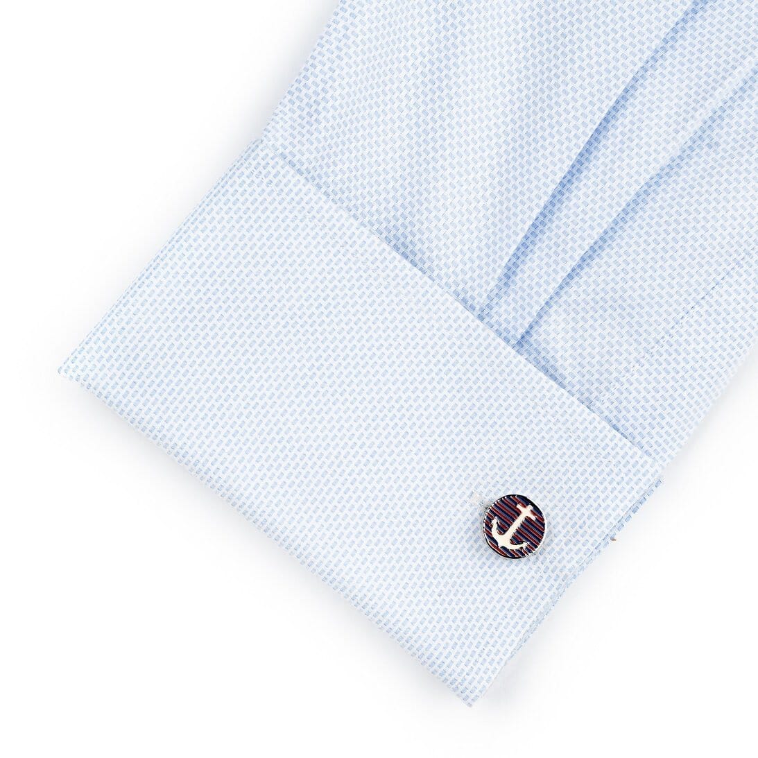 Red and Blue Stripes Anchor Cufflinks Novelty Cufflinks Clinks Australia 