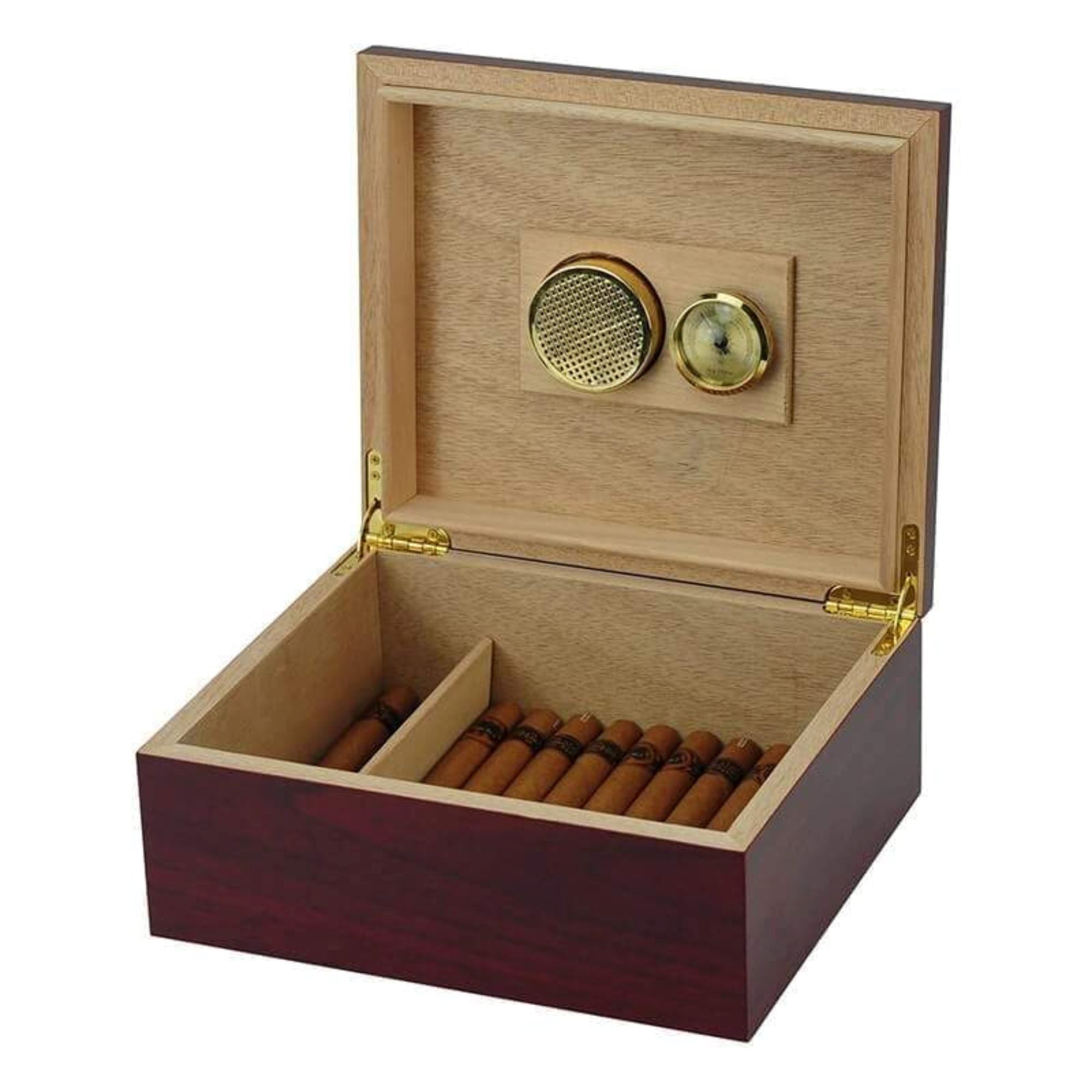 25 CT Cherry Cigar Humidor Mahogany Lining Box for Cigars Cigar Boxes Clinks 