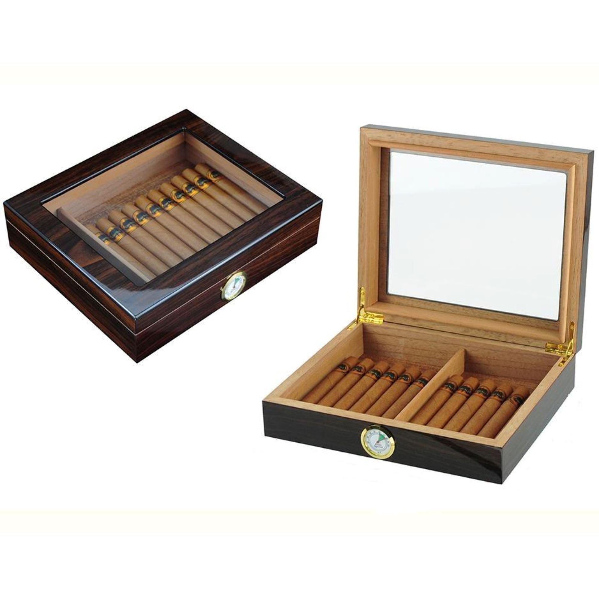 12-20 CT Walnut Cigar Humidor Spanish Cedar Box for Cigars Cigar Boxes Clinks 