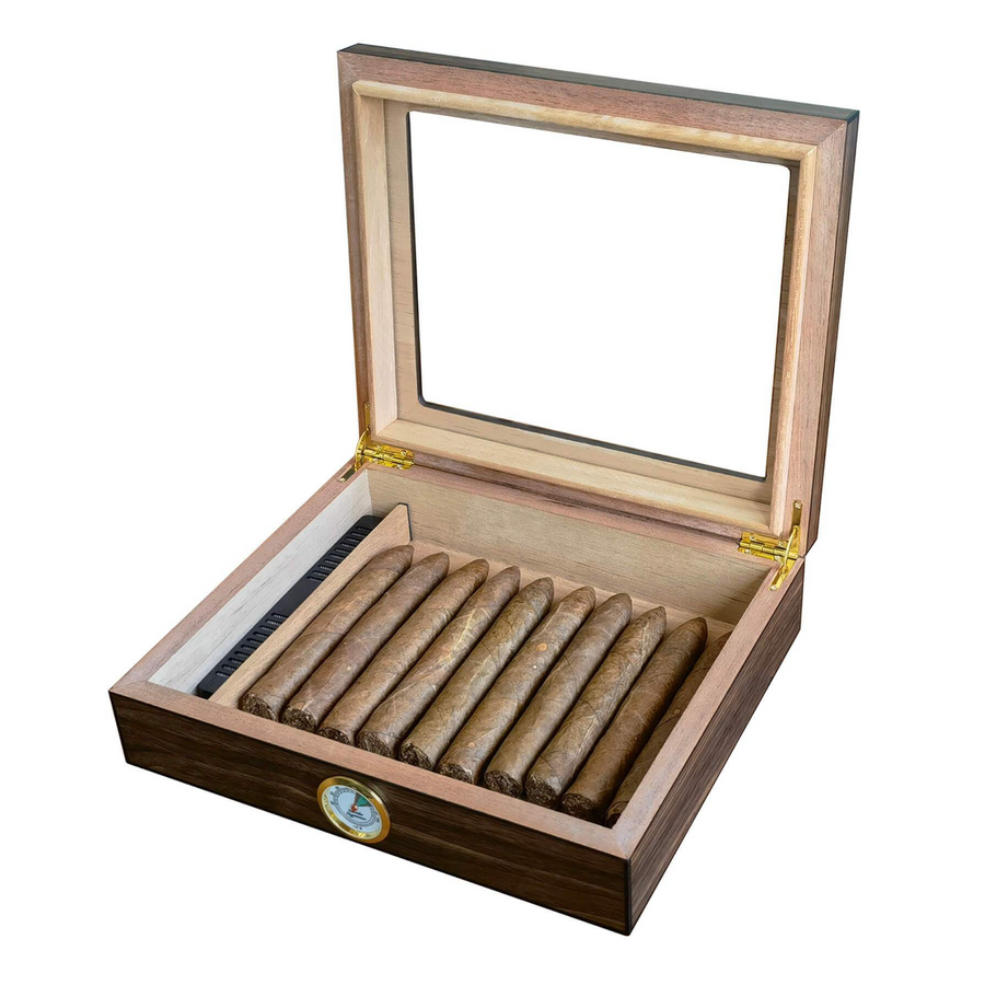 20 CT Walnut Cigar Humidor Box for Cigars