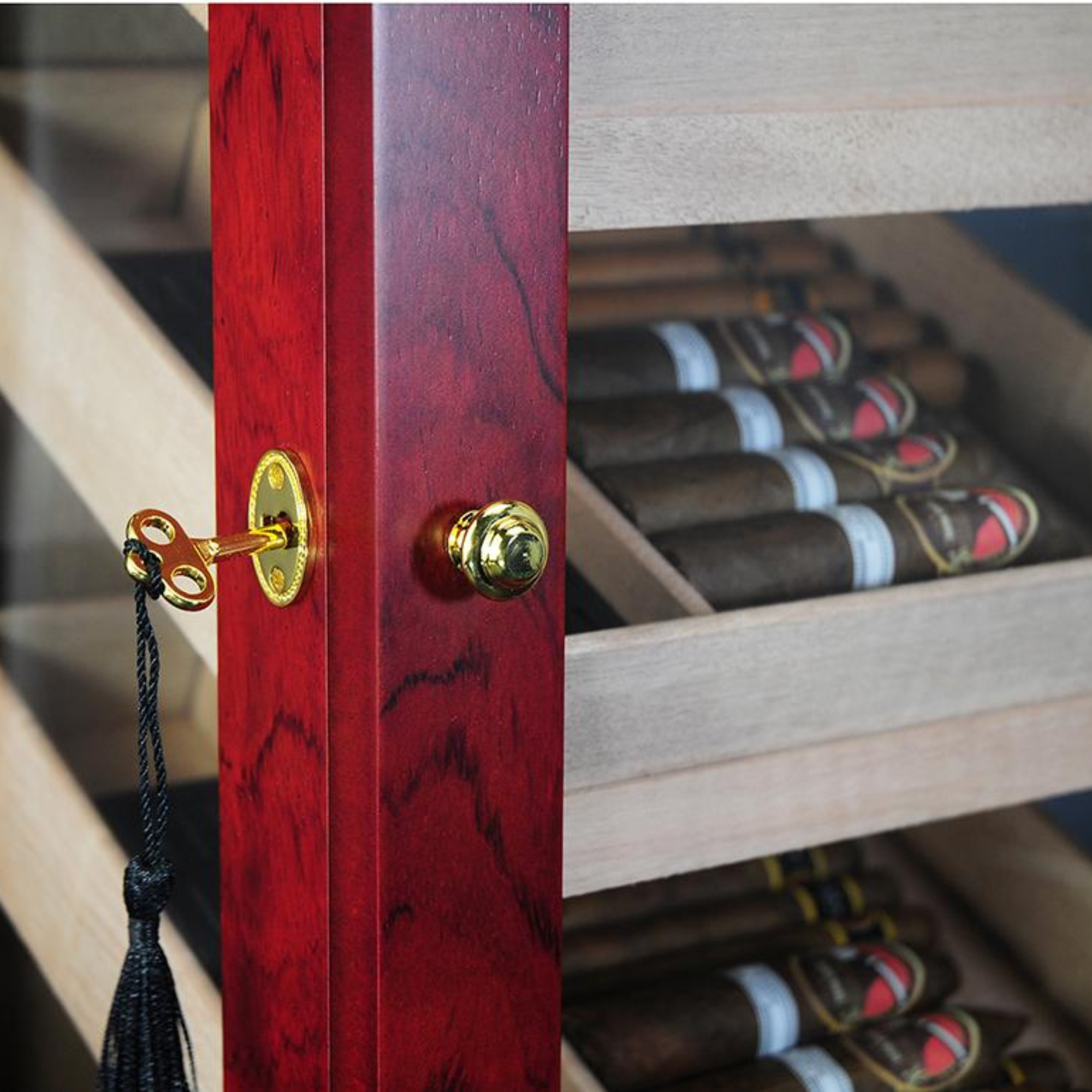 150 CT Bubinga Cigar Humidor Mahogany Lining Cabinet for Cigars