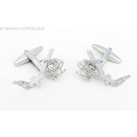 Chrome UH-1 Huey Helicopter Cufflinks