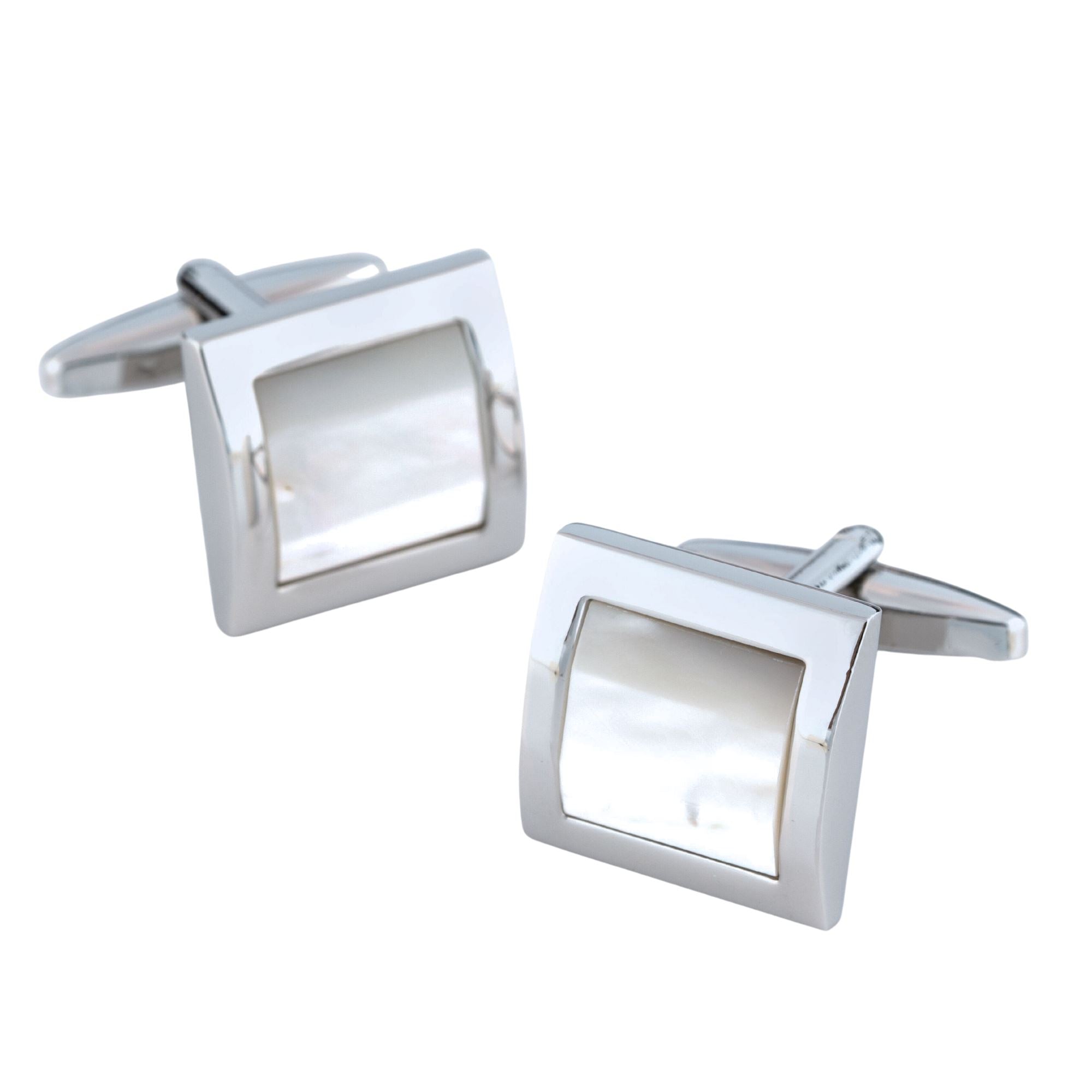 Mother of Pearl in Silver Square Cufflinks Classic & Modern Cufflinks Clinks Australia Mother of Pearl in Silver Square Cufflinks 