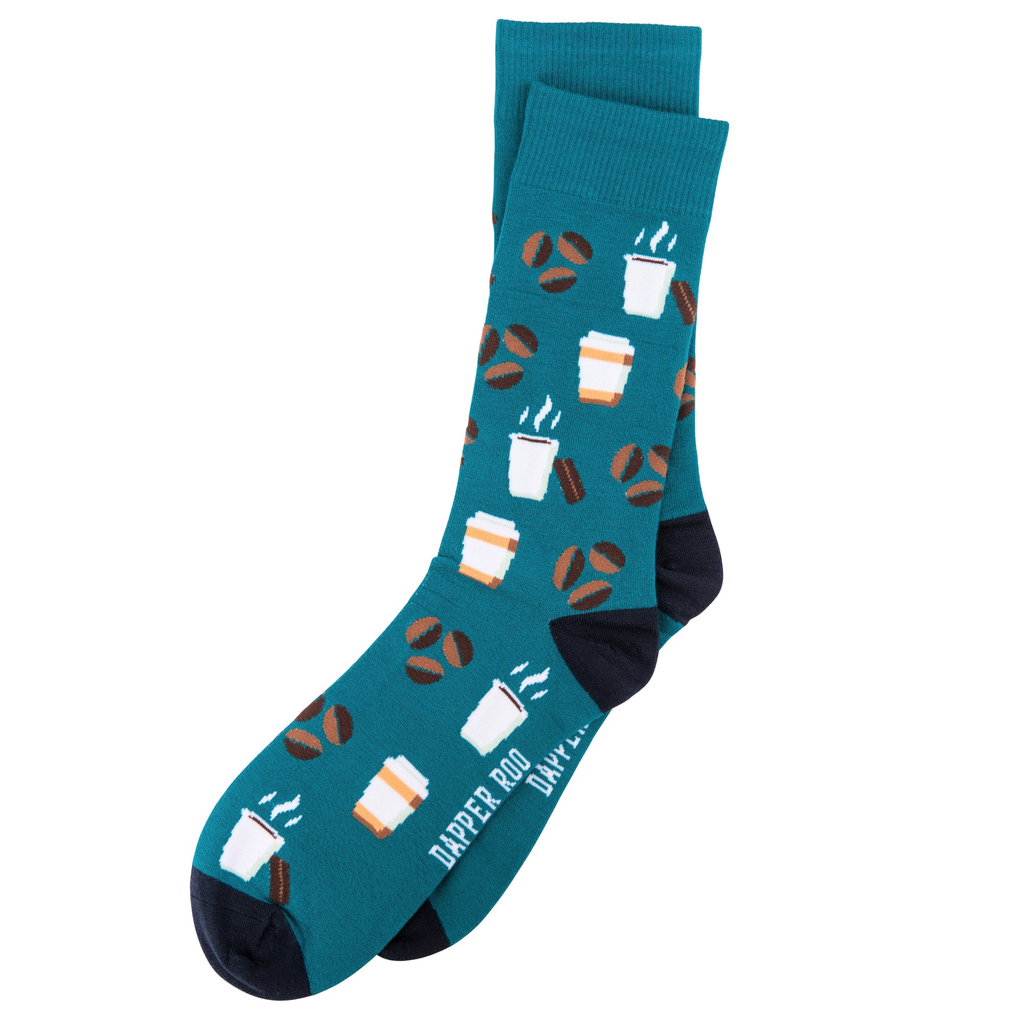 Coffee Devotee Bamboo Socks by Dapper Roo, Dapper Roo, Coffee Devotee Bamboo Socks, Teal, Navy, Socks, Bamboo, Elastane, Nylon, Elastic, SK2035, Clinks Australia