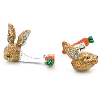 Colour Bunny Rabbit Head and Carrot Back Cufflinks