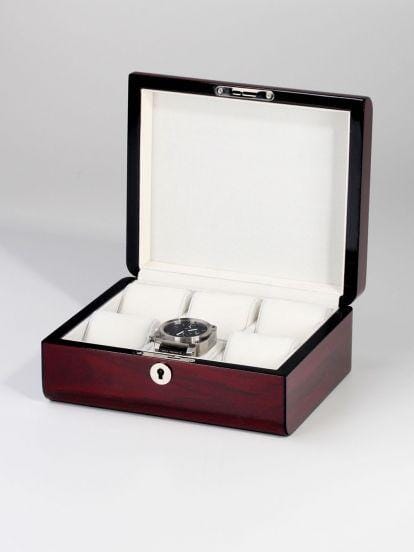 Cherry Wooden Watch Box for 6 Watches Watch Boxes Clinks 