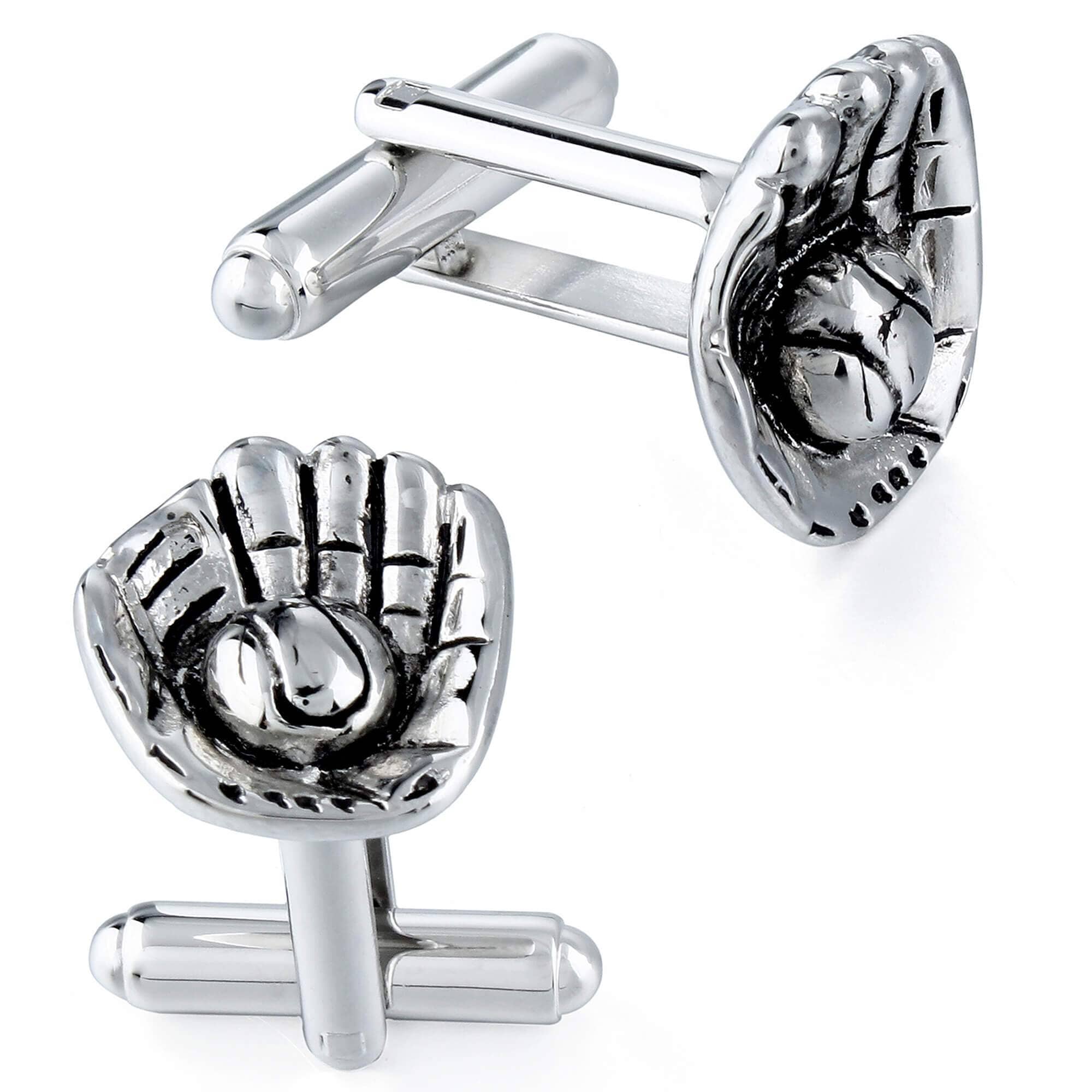 Baseball Glove and Ball Cufflinks Silver Novelty Cufflinks Clinks Australia 