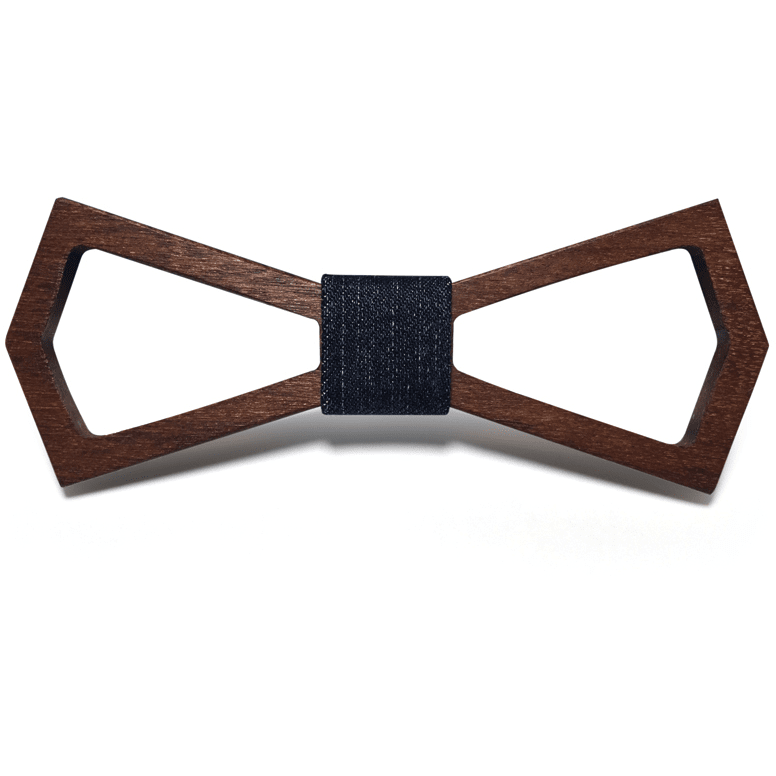 Dark Wood Outline Adult Bow Tie in Denim