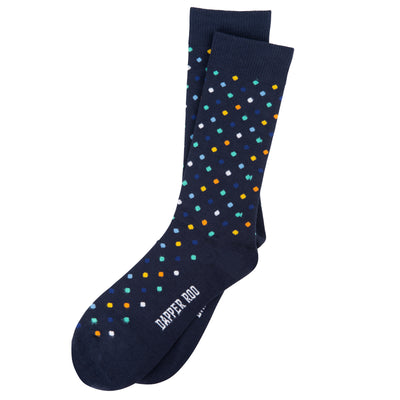Spotted Multi Dot Bamboo Socks by Dapper Roo, Spotted Multi Dot Socks, Dapper Roo, Socks, Navy, Multi, Bamboo, Elastane, Nylon, Elastic, SK2042, Men's Socks, Socks for Men, Clinks Australia