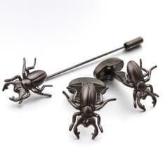 Matte Gunmetal Beetle Cufflinks and Stick Pin Gift Set Clinks Australia 