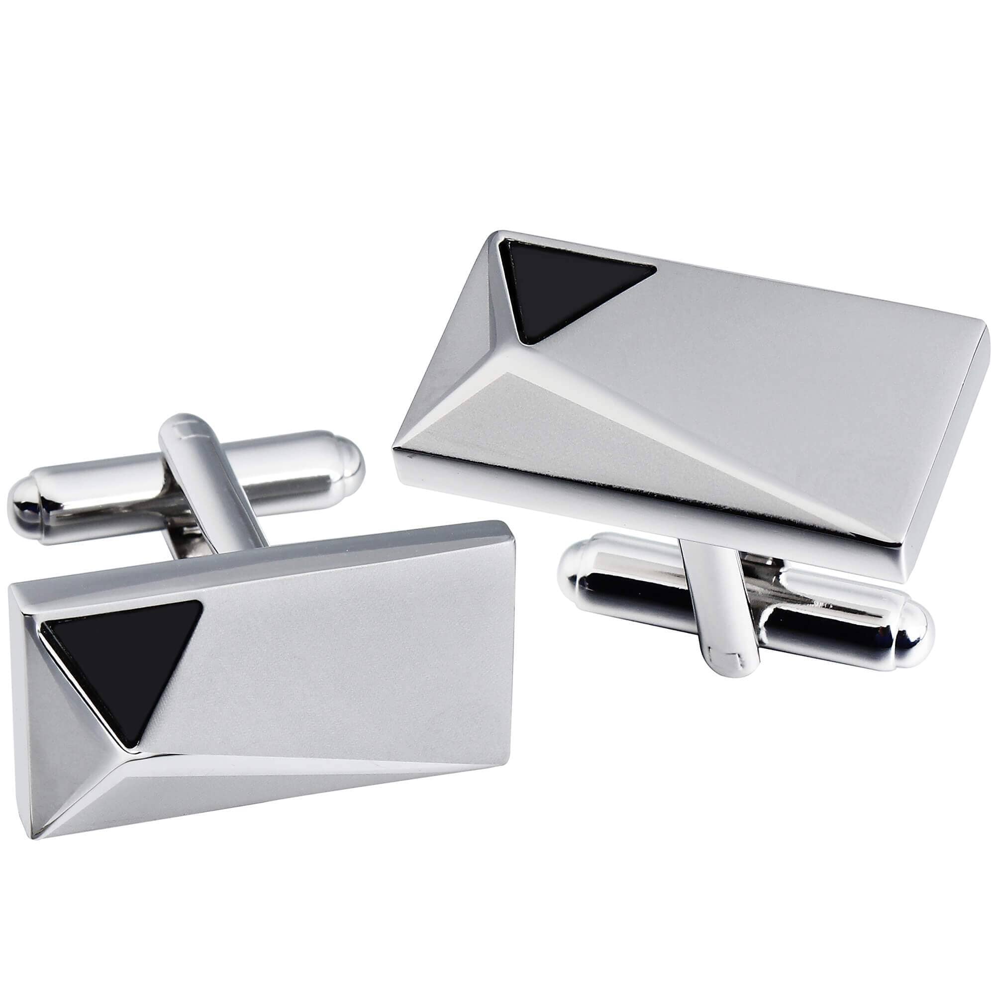 Silver Peak with Onyx Cufflinks Classic & Modern Cufflinks Clinks Australia 