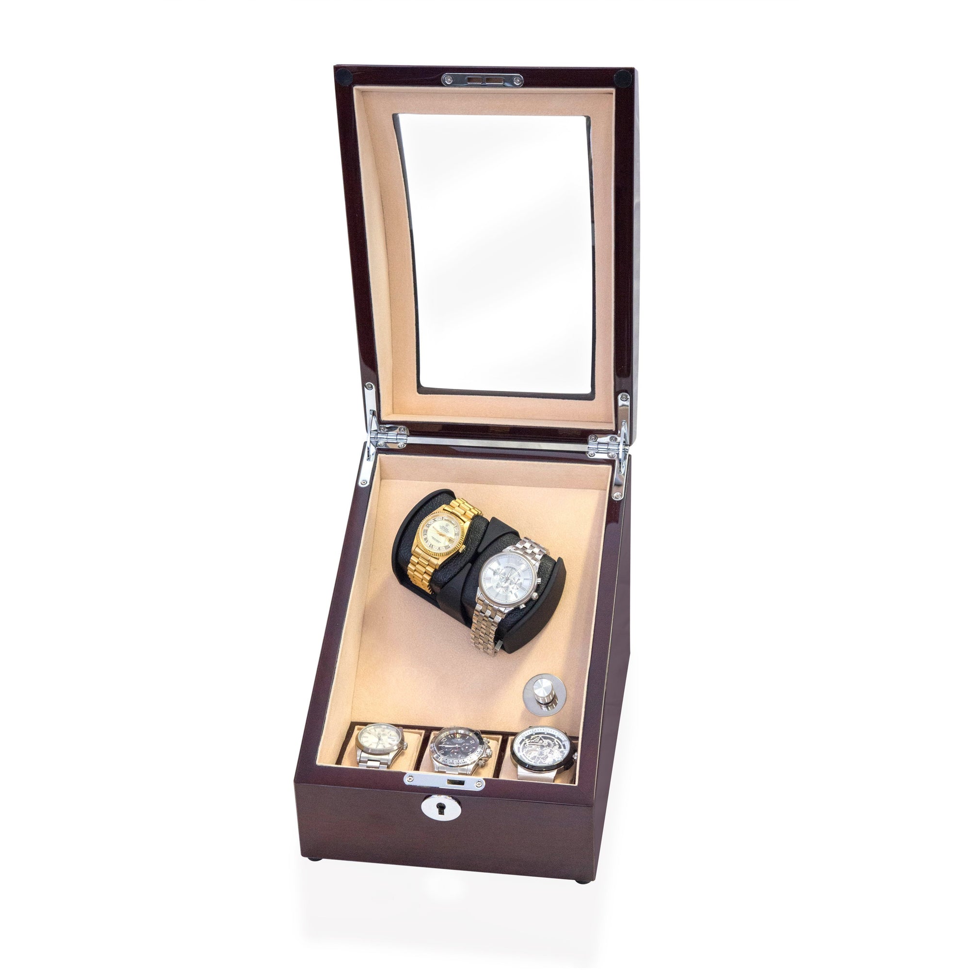 Mahogany Watch Winder Box, 2 + 3 Watch Winder Box, Cuffed Watch Watch Winder, Clinks Australia Watch Winder Box, Mahogany Watch Winder Box on Cuffed, Australia Watch Winder Box, Watch Winder Storage Box, Watch Winder Display Box, Watch Winder Box for 2 + 3, Watch Winder Box, Mahogany, CW0205, Clinks Australia