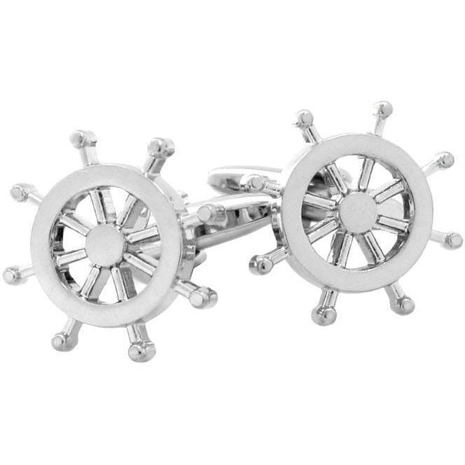 Silver Helm Ships Wheel Cufflinks Novelty Cufflinks Clinks Australia 