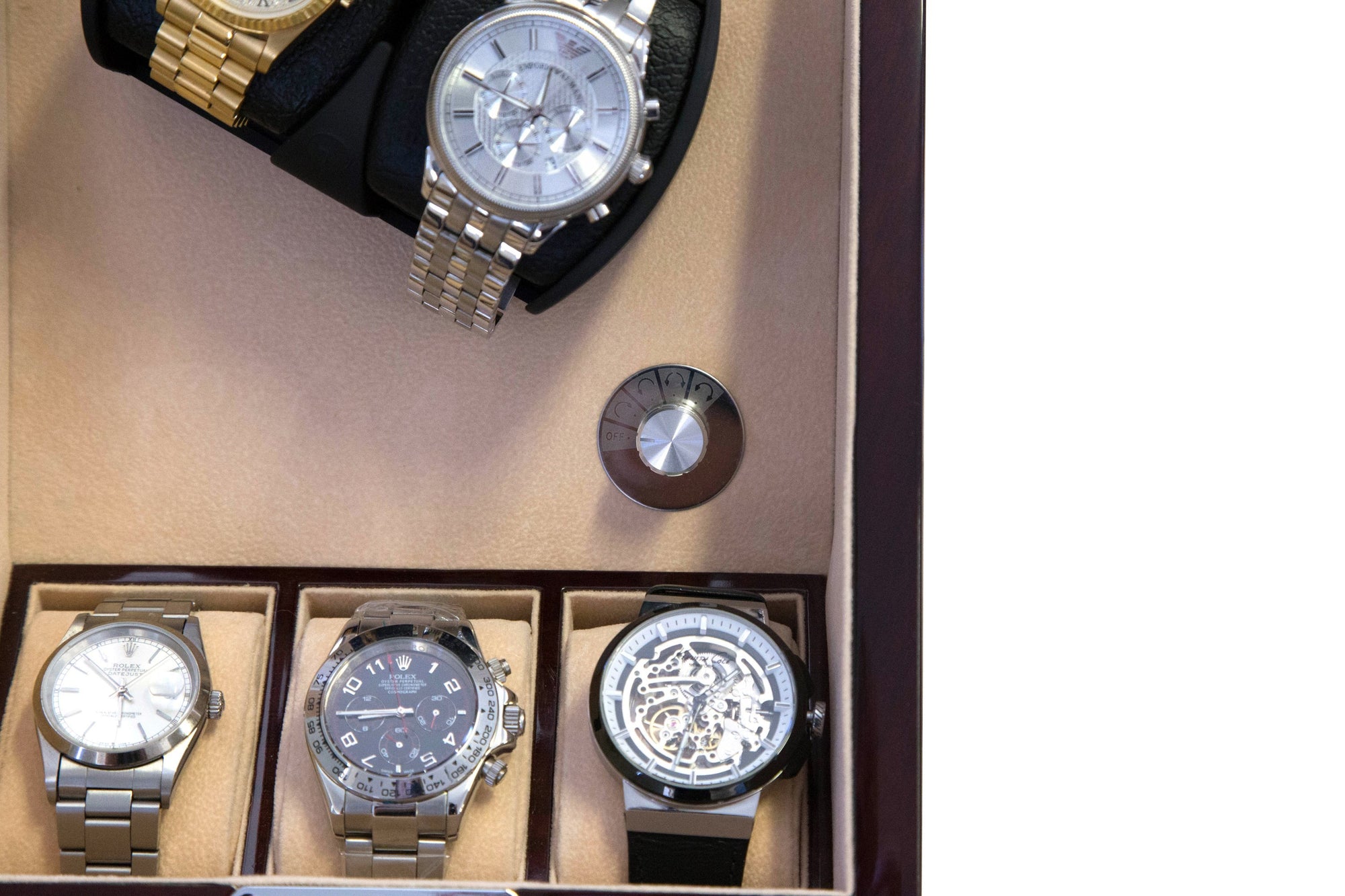 Mahogany Watch Winder Box, 2 + 3 Watch Winder Box, Cuffed Watch Watch Winder, Clinks Australia Watch Winder Box, Mahogany Watch Winder Box on Cuffed, Australia Watch Winder Box, Watch Winder Storage Box, Watch Winder Display Box, Watch Winder Box for 2 + 3, Watch Winder Box, Mahogany, CW0205, Clinks Australia