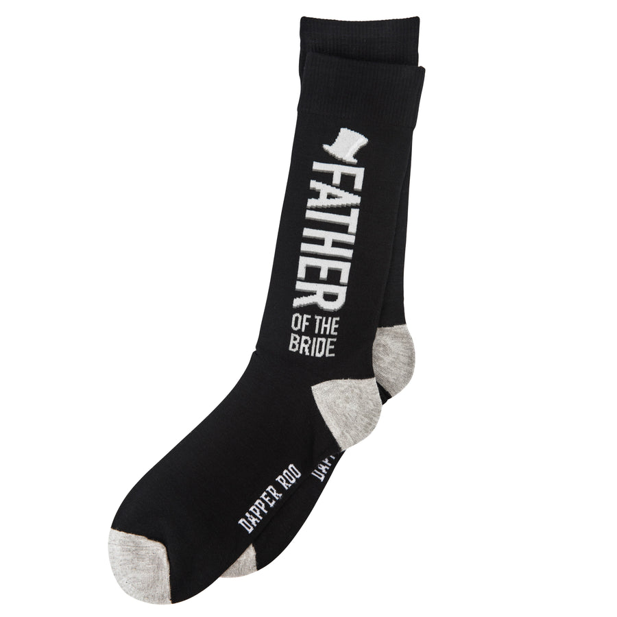 Father of the Bride Wedding Party Bamboo Socks by Dapper Roo, Father of the Bride Wedding Bamboo Socks, Dapper Roo, Socks, Black, Grey, White, Bamboo, Elastane, Nylon, Elastic, SK2009, Men's Socks, Socks for Men, Clinks Australia