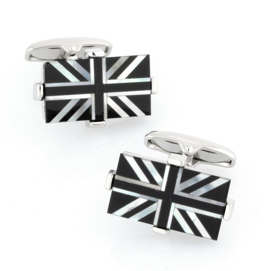 Union Jack - Flag of United Kingdom Cufflinks - Onyx & Mother of Pearl