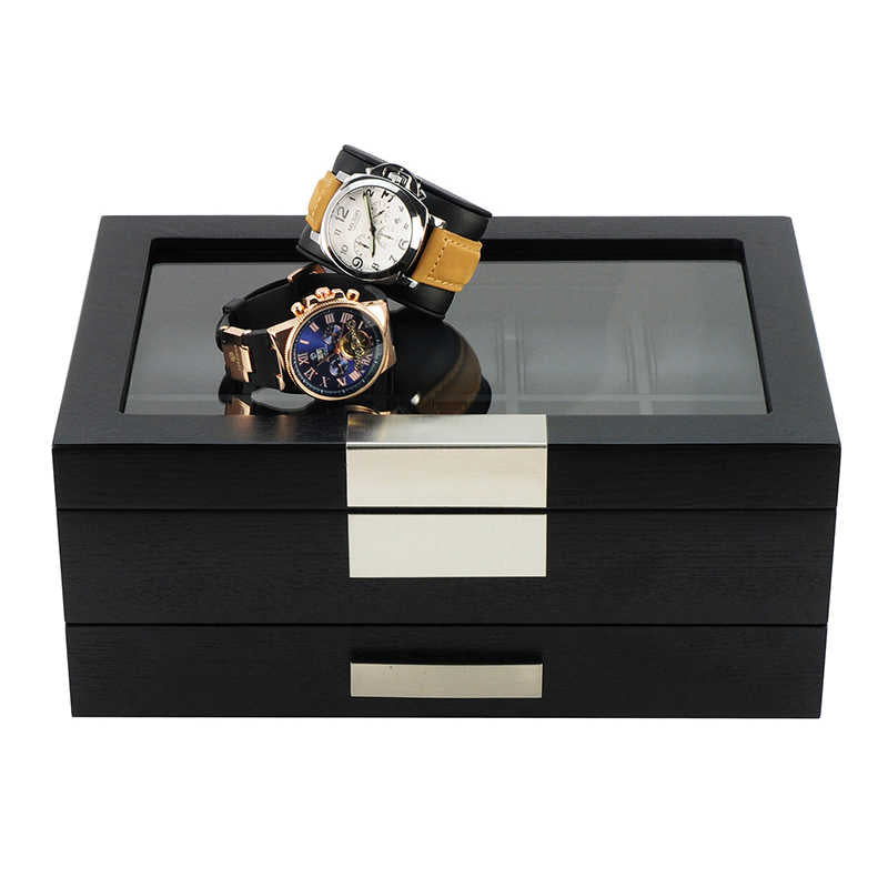 Black Wooden Watch Box, 10 Watch Box, Cuffed Watch Box, Clinks Australia Watch Box, Black Watch Boxes on Cuffed, Australia Watch Box, Watch Storage Box, Watch Display Box, 10 Slots Watch Boxes, Watch Boxes for 10, Wooden Watch Box, Black, Wooden, Watch Boxes with Drawer, Storage Boxes, CB5007, Clinks Australia