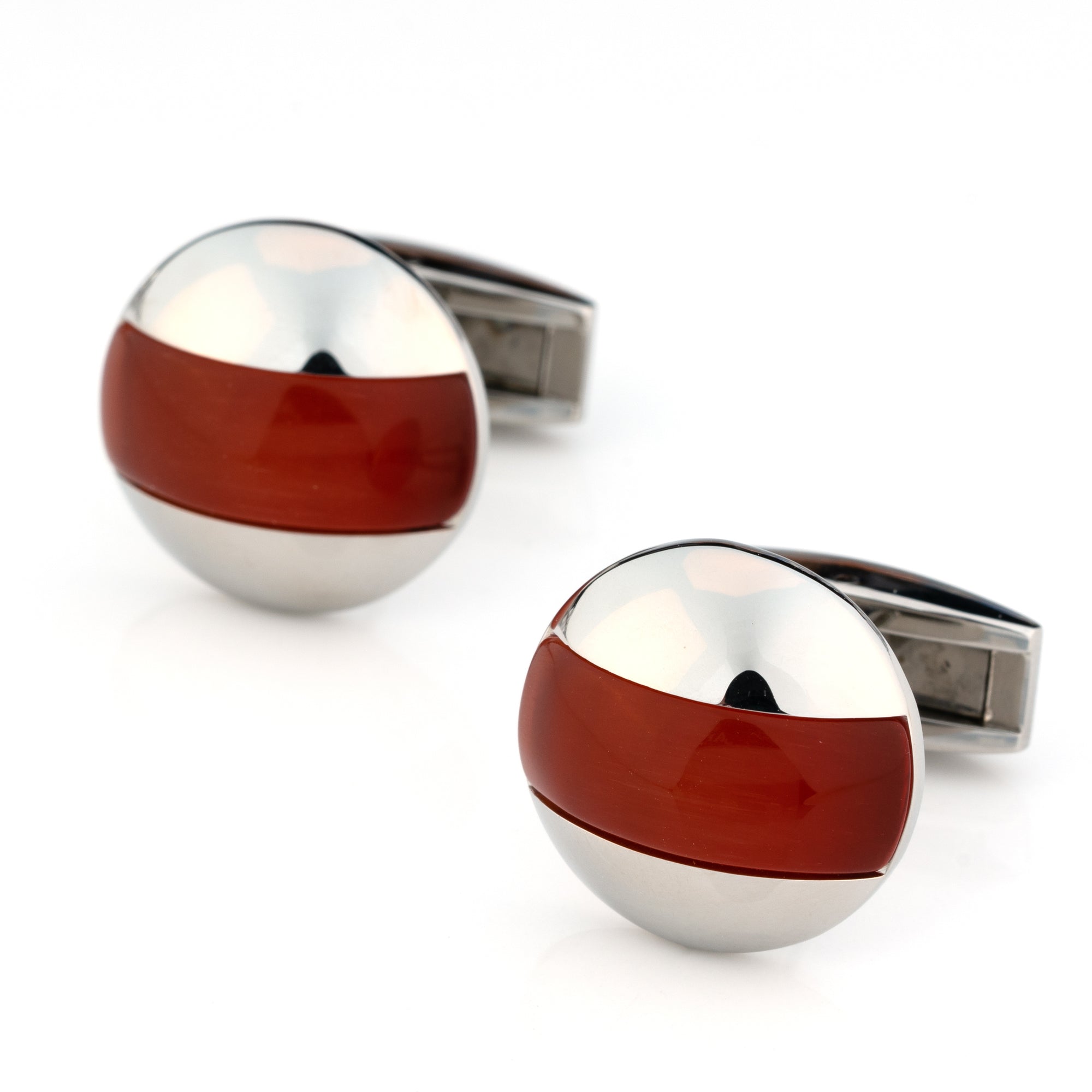 Elliptical Red Cat Eye Cufflinks