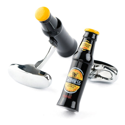 Black & Yellow Beer Bottle Cufflinks