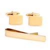 Shiny Gold Rectangle Engravable Cufflinks & Tie Bar Set