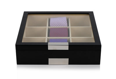 Black Wooden Tie Box for 9