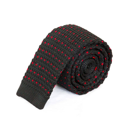 Black with Red Dot Knitted Tie