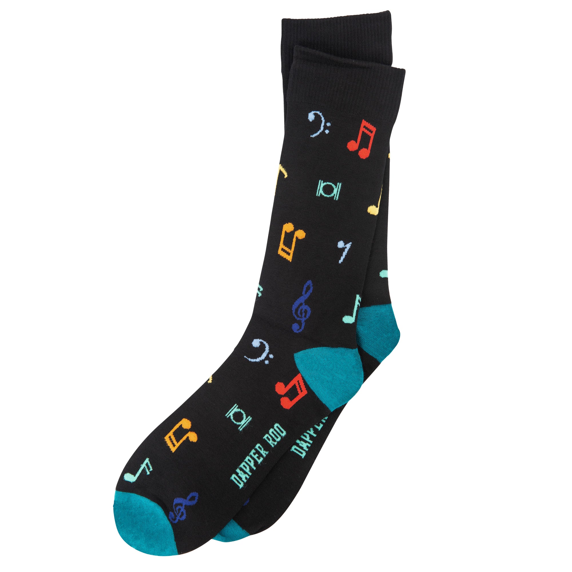 Soul Song Music Notes Bamboo Socks by Dapper Roo, Song Music Notes Socks, Dapper Roo, Socks, Black, Teal, Multi, Bmaboo, Elastane, Nylon, Elastic, SK2029, Men's Socks, Socks for Men, Clinks Australia