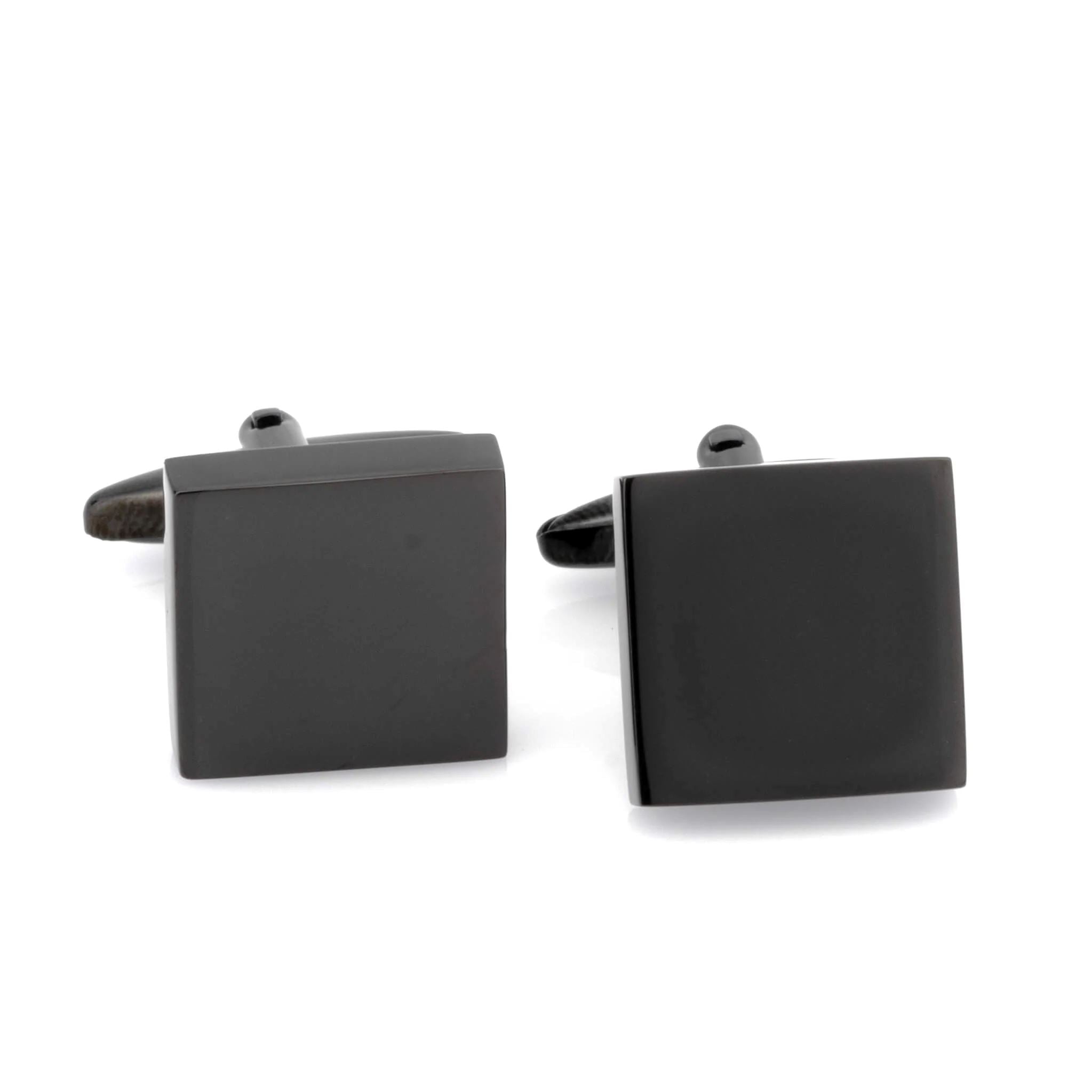 Shiny Black Square Cufflinks Classic & Modern Cufflinks Clinks Australia 