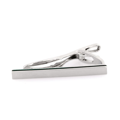 Brushed Silver with Black Edge Small Tie Clip
