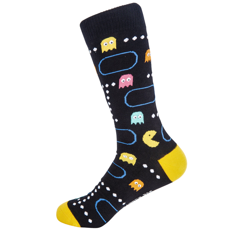 Game Over Arcade Bamboo Socks by Dapper Roo, Game Over Arcade Socks, Dapper Roo, Socks, Black, Yellow, Multi, Bamboo, Elastane, Nylon, Elastic, SK2019, Men's Socks, Socks for Men, Clinks Australia
