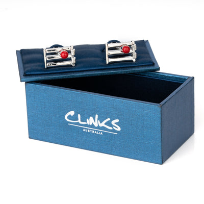Cricket Wicket and Red Ball Cufflinks