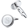 Letter S Initial Cufflinks -Round