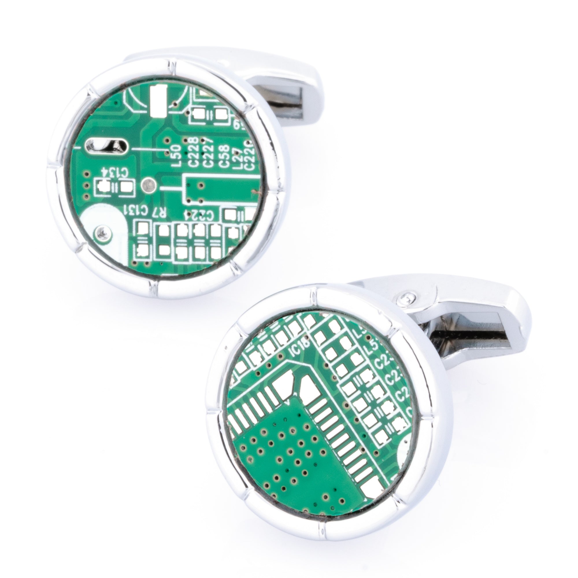 Upcycled Round Circuit Board Cufflinks