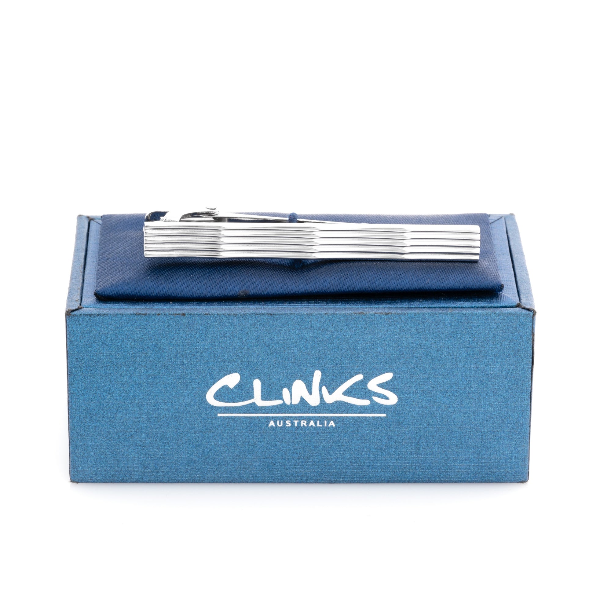 Silver Lines with Waves Tie Clip