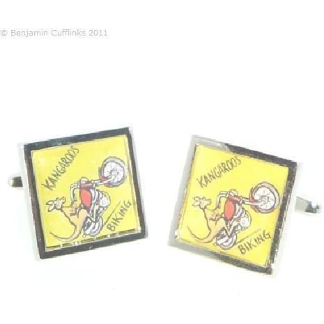 Road Sign Cufflinks: Beware Kangaroos Biking