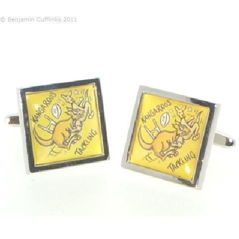 Road Sign Cufflinks: Beware Kangaroos Fishing