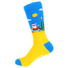 Beach Santa Bamboo Socks by Dapper Roo, Socks, Blue, Yellow, Bamboo, Elastane, Nylon, Elastic, SK2010, Men's Socks,  Clinks Australia