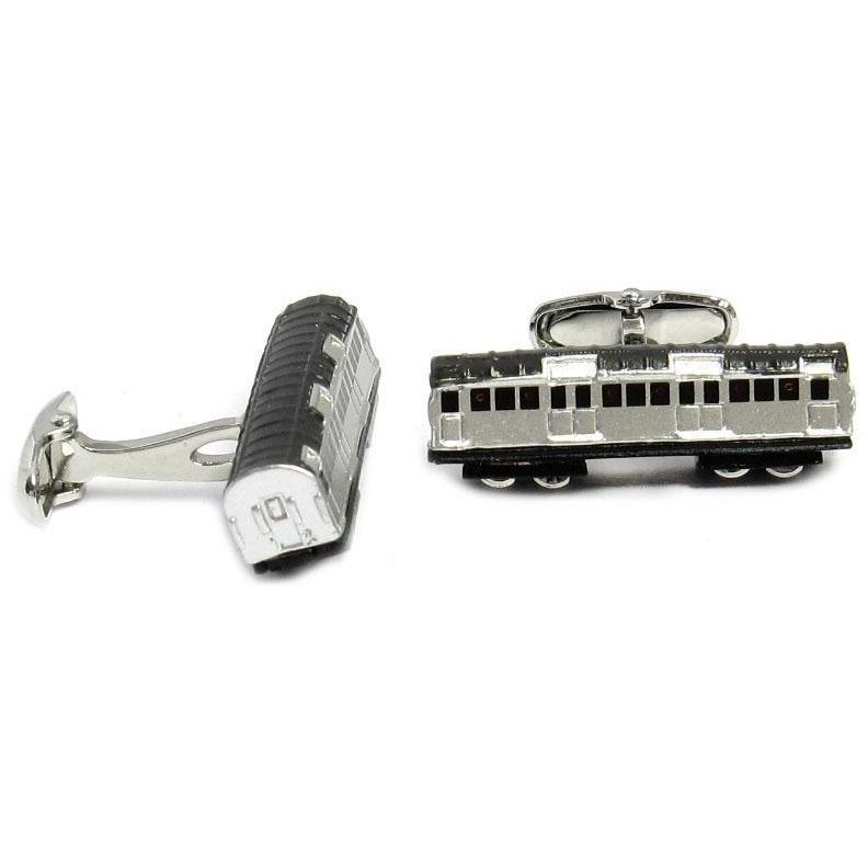 Silver and Black Train Carriage Cufflinks