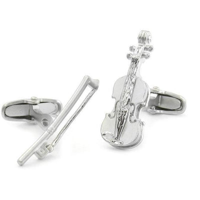 Silver Violin and Bow Cufflinks