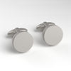 Brushed Silver Round Engravable Cufflinks