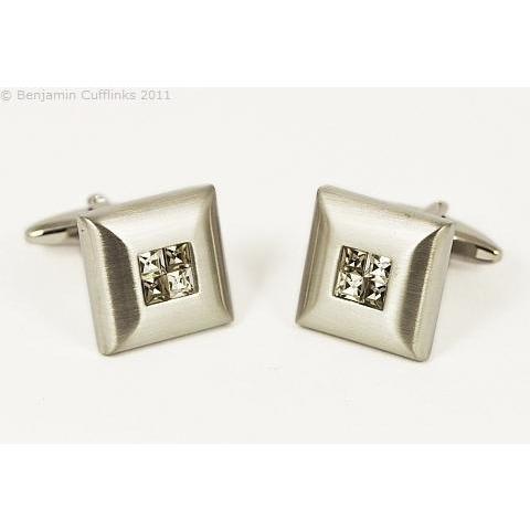 Smokey Crystal Four Square Cufflinks